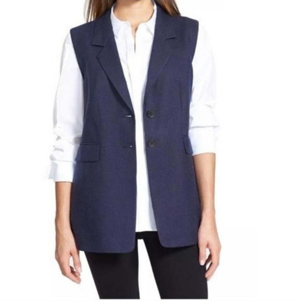 🌎Classiques entier~ Navy blue fitted vest (L)